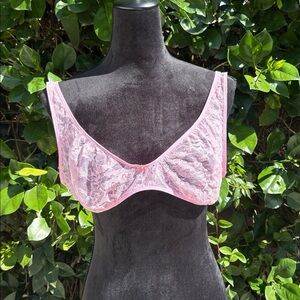 Skims Lace Bra No Padding Size 3X Mesh light Pink Plus Size 3X Bralette